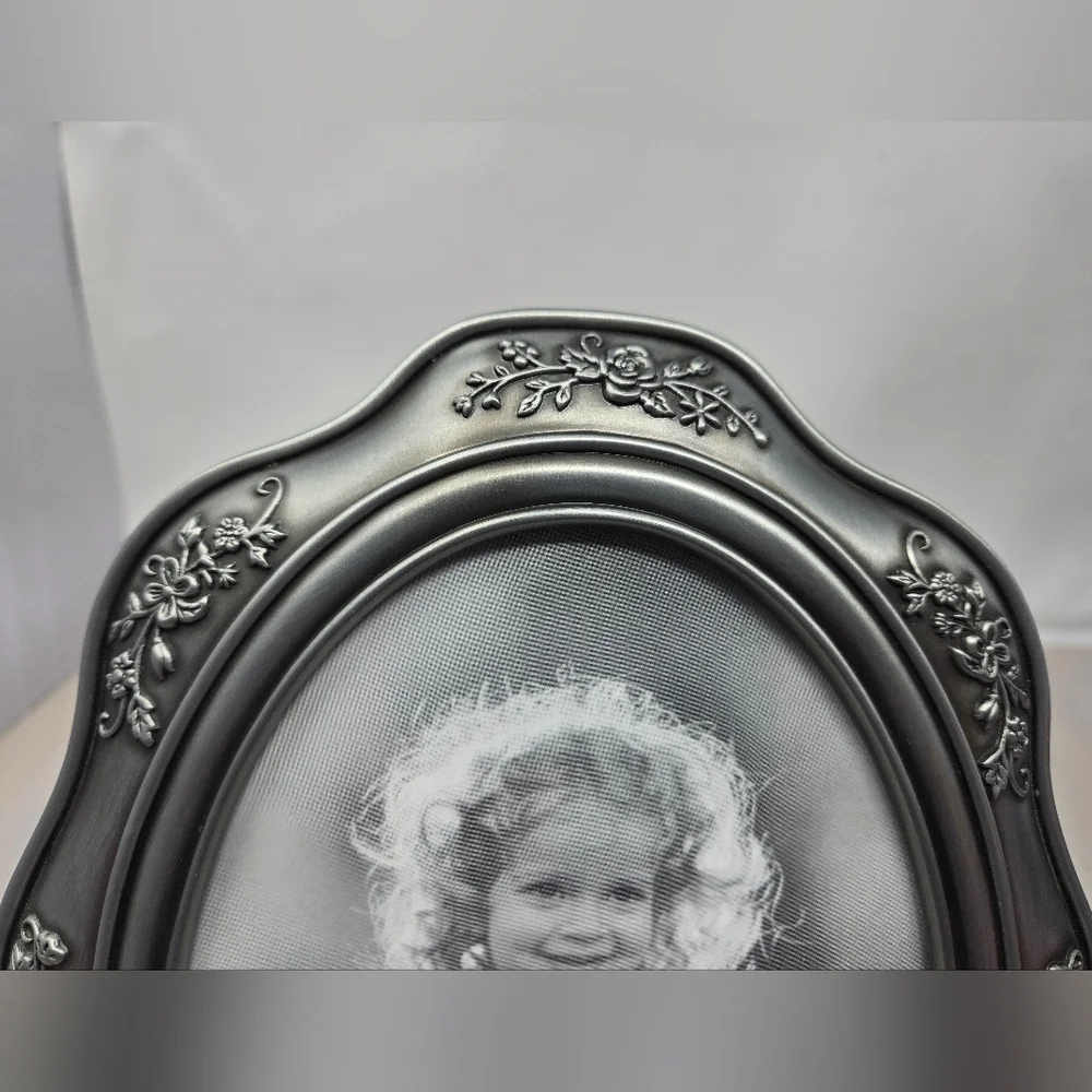 Malden Photo Frames Oval Beautiful Gray Pewter With Roses Flowers-Leaves Family